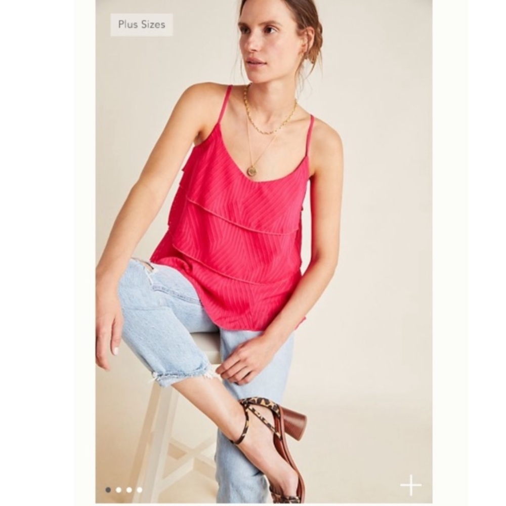 NWT Anthropologie AMELINE TIERED CAMI Amad Cami PINK tank
